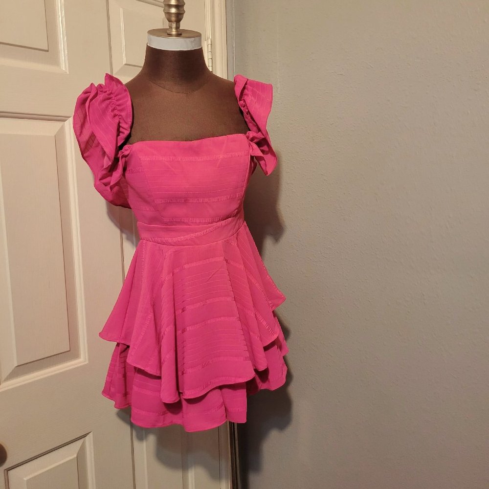 @Balance Lily Ruffle Romper in Fuschia